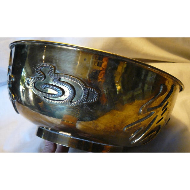 Chinoiserie Wildwood Chinoiserie Vintage Brass Bowl For Sale - Image 3 of 9