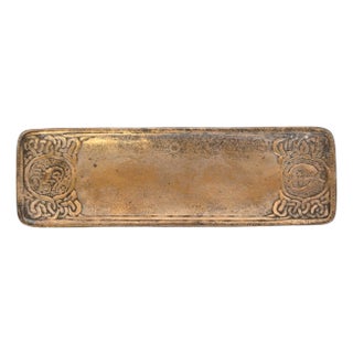Tiffany Studios New York Zodiac Pattern Bronze Doré Pen Tray For Sale