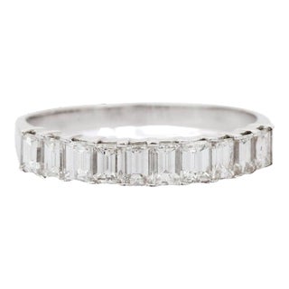 French Modern Style Diamond With Claws 18k Gold Wedding Band Size 7 For Sale