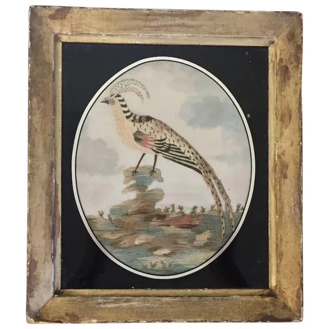 Antique 18th Century English George III Needlework of an Exotic Bird in Original Gilt Wood Frame For Sale - Image 11 of 11