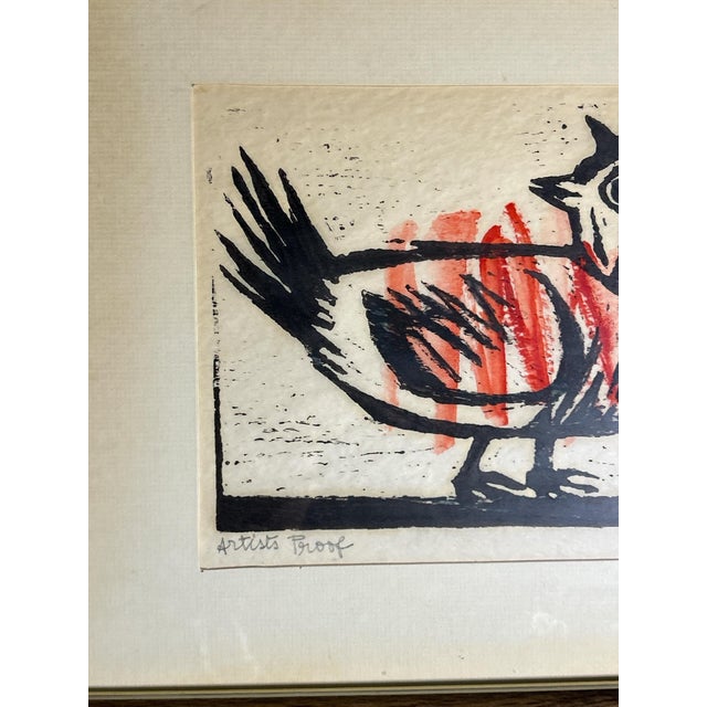 Framed artist proof of a chicken from Herta Galton- A Vienna, born artist that fled the Holocaust. This is one of three of...