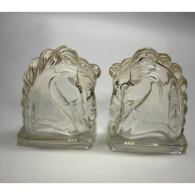Vintage Art Deco Glass Horse Bookends - a Pair For Sale In New York - Image 6 of 6