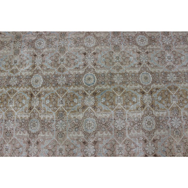 Antique Persian Tabriz With All-Over Floral Design in Ivory, Blue, Blush, Brown For Sale - Image 12 of 16