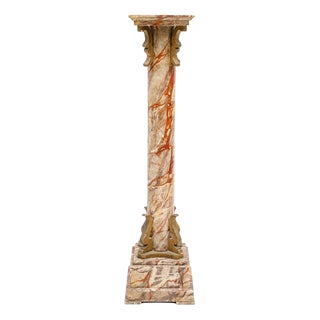 Small Faux Marble Pedestal Column, 19th Century For Sale