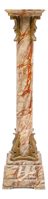 Small Faux Marble Pedestal Column, 19th Century