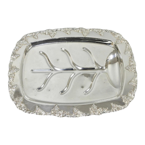 Antique English Victorian Silver Plated Grapevine Meat Cutlery Tray by Benedict