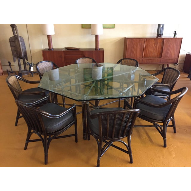 Mcguire Octagonal Bamboo And Glass Dining Table No Chairs Chairish