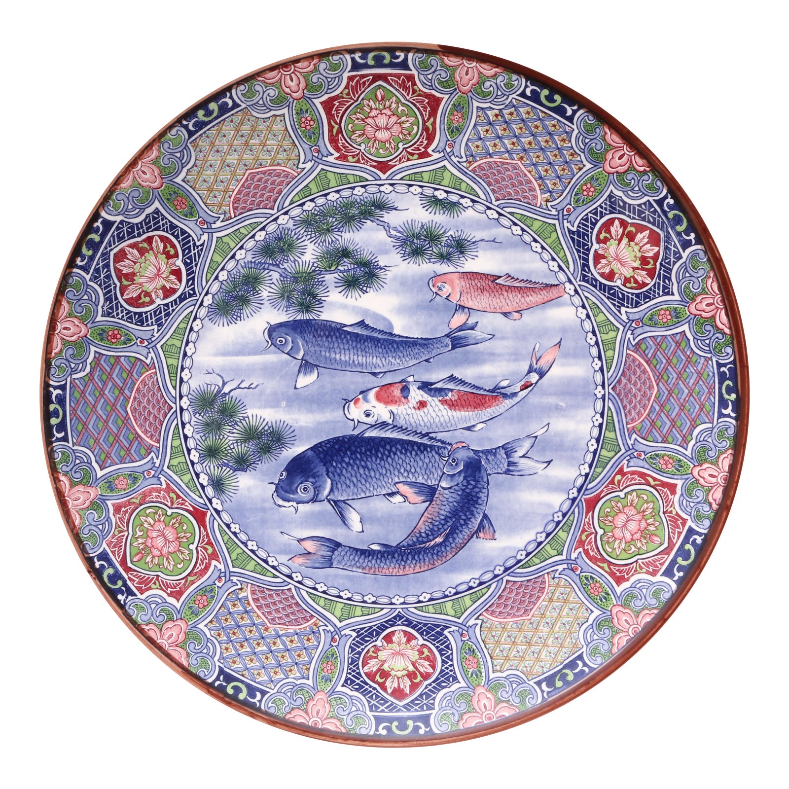 Japanese Large Hand Painted Koi Fish Plate Chairish