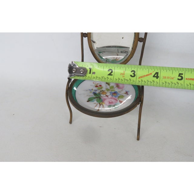 Victorian Brass and Porcelain Miniature Chair Mirrored Pocket Watch Holder 5052b For Sale - Image 11 of 18
