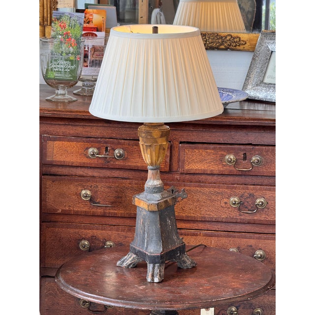 Gray 19th Century Italian Altarstick Lamp For Sale - Image 8 of 9