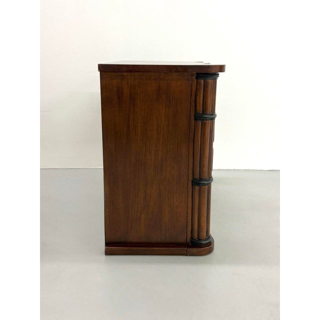 Coffee Neoclassical Commode Chests With Cane-Front Drawers - Pair For Sale - Image 8 of 8