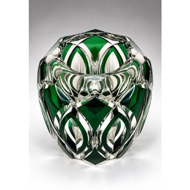 Art Nouveau 1930s Val Saint Lambert Cut Crystal Vase For Sale - Image 3 of 8
