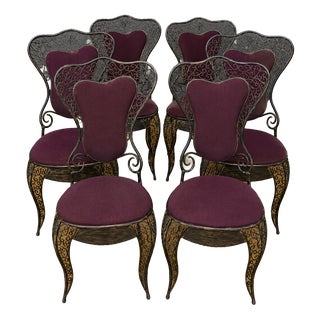 Vintage Wrought Iron Chairs, 1980s, Set of 6 For Sale