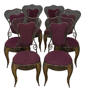 Vintage Wrought Iron Chairs, 1980s, Set of 6