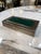 Elegant vintage rectangular box featuring a sleek silverplate exterior accented by a striking malachite inlay lid in rich...