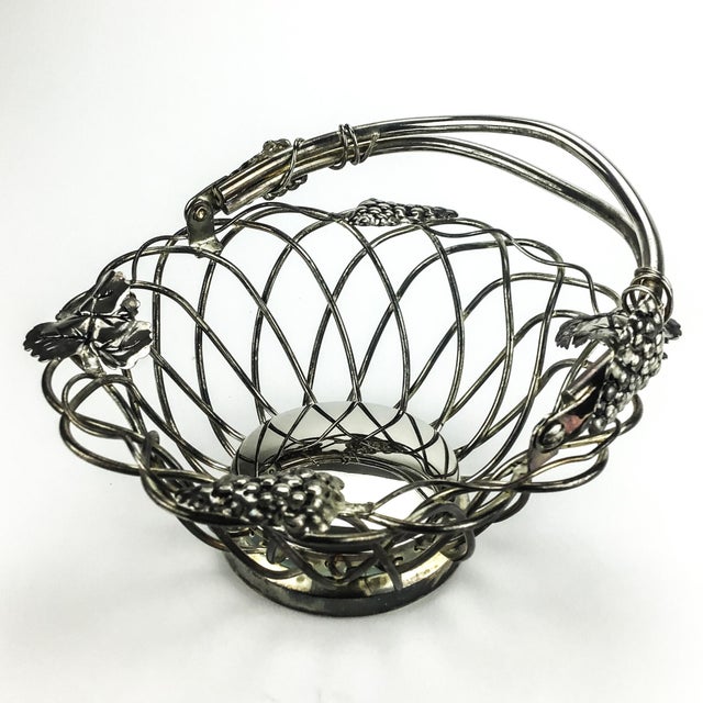 Art Deco Studio Silversmiths Grape Theme Silver Plate Basket For Sale - Image 3 of 9
