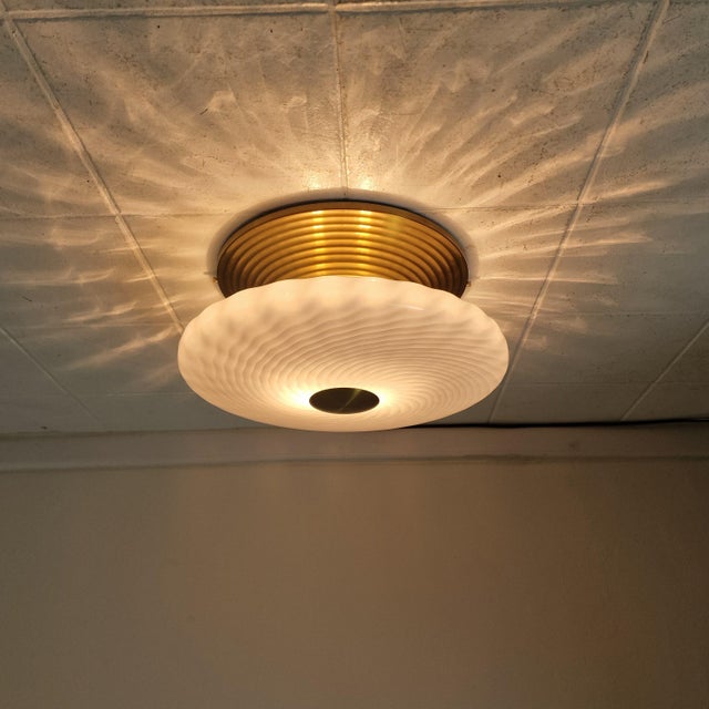 Large Mid-Century Italian Swirl Murano Glass Flush Mount, 1970s For Sale - Image 10 of 13