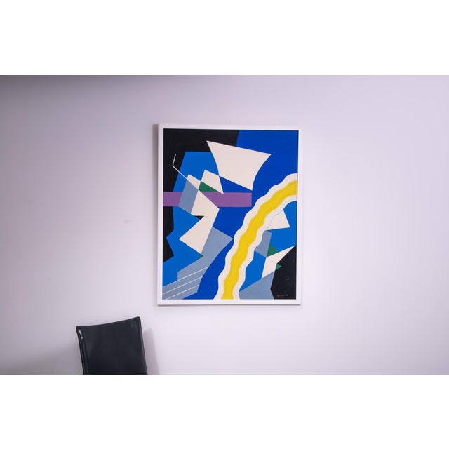 Jozef Mees, Abstract Composition, 1983, Oil Painting on Cardboard For Sale - Image 4 of 12