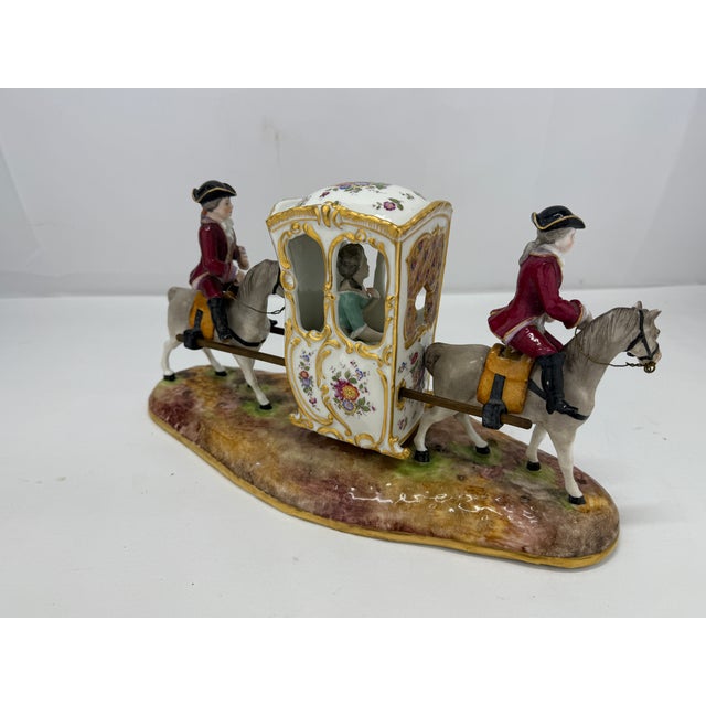 Samson & Cie 19th Century, German Porcelain Horse Drawn Sedan Chair & Riders by Samson & Cie For Sale - Image 4 of 12
