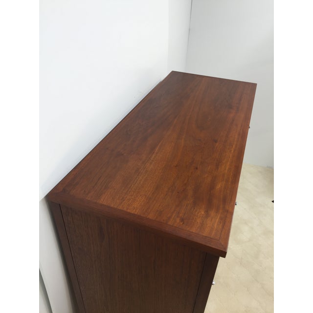 Mid 20th Century Mid 20th Century Lane Delineator Fitted Interior High Chest Designed by Paul McCobb in Walnut With Chrome Hardware For Sale - Image 5 of 18