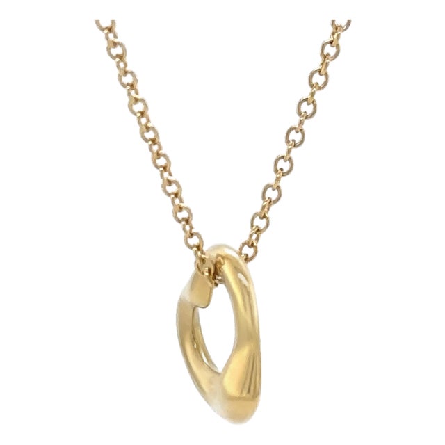 Tiffany & Co 18ct Yellow Gold Elsa Peretti Open Heart Pendant 3g For Sale