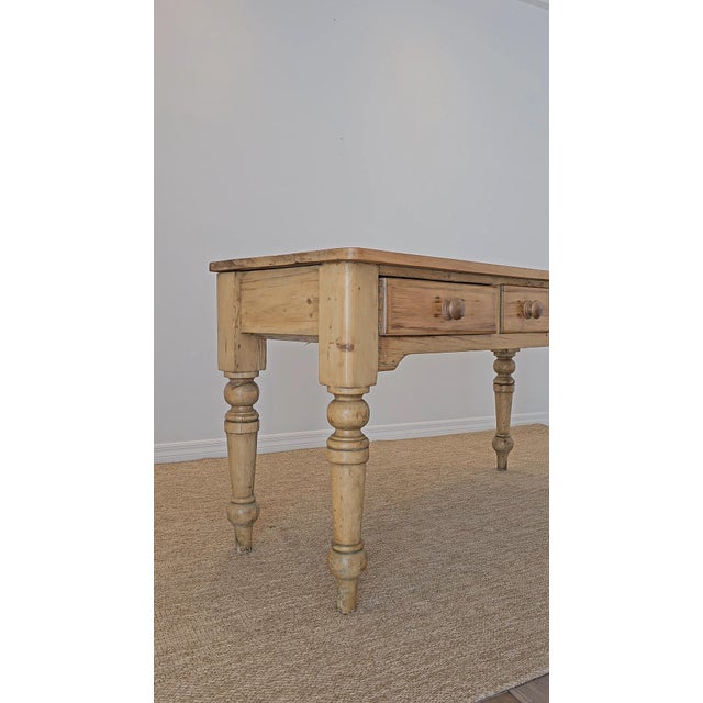 English Antique English Pine Console Table or Desk For Sale - Image 3 of 15