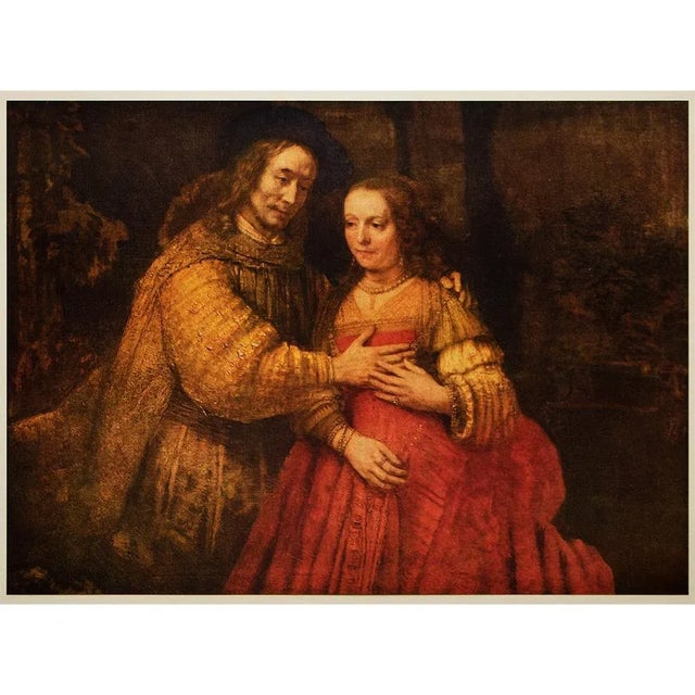 Goldenrod 1954 After Rembrandt Van Rijn "The Bridal Couple", Vintage Full-Color Print For Sale - Image 8 of 8