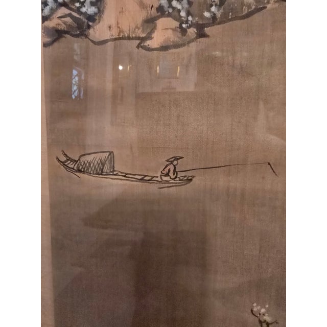 Paint Antique Asian Signed Double Red Seal Watercolor Painting For Sale - Image 7 of 16