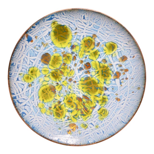 Vintage Enamel on Copper Plate - Signed For Sale