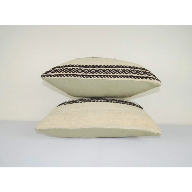 Set of Two Turkish Lumbar Kilim Pillow, Lumbar Cushion Cover 14'' X 20'' (35 X 50 Cm) For Sale - Image 4 of 6