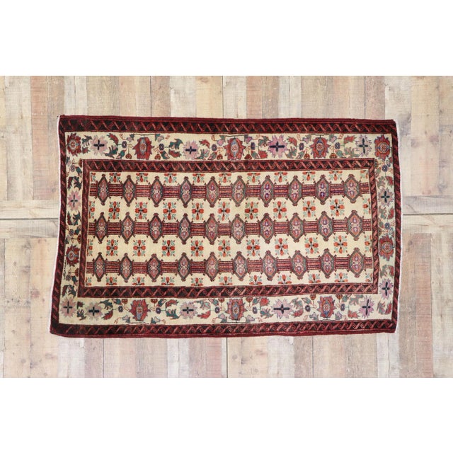 Beige Vintage Persian Turkaman Rug - 03'08 X 05'08 For Sale - Image 8 of 9