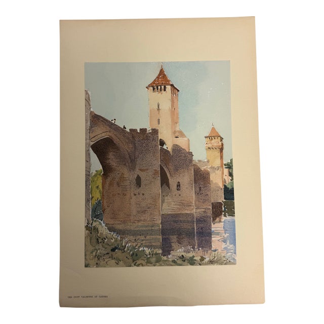 Antique French Bridge Watercolor Replica For Sale