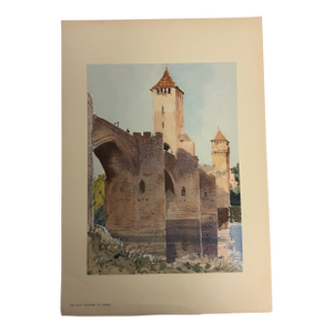Antique French Bridge Watercolor Replica