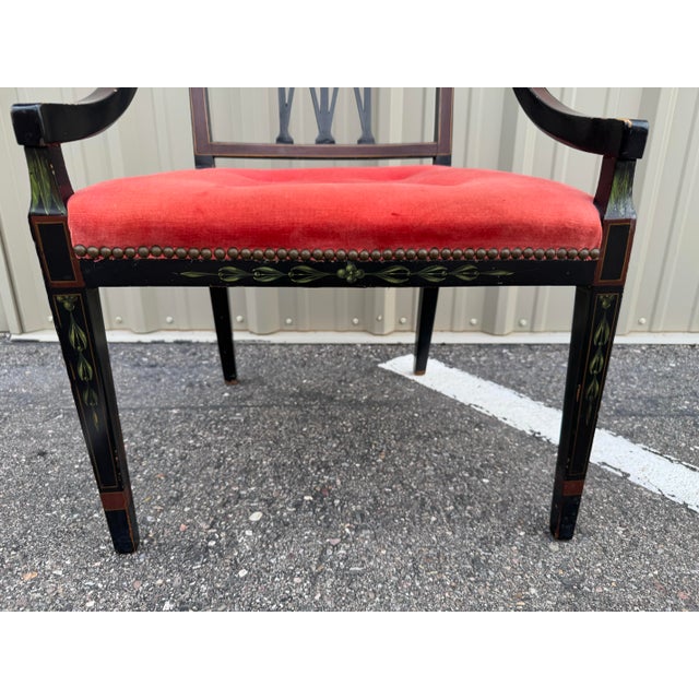 Black 19th-Century American Sheraton-Style Painted Armchair For Sale - Image 8 of 12
