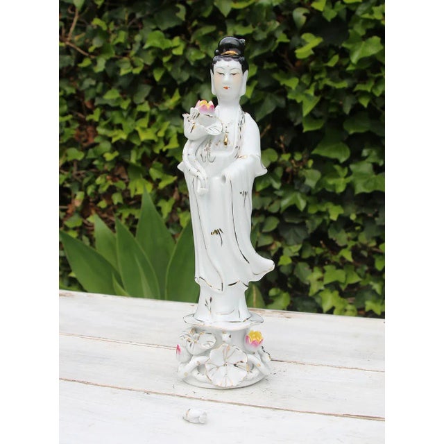 1960s Vintage Chinese Porcelain Figure of Guanyin For Sale - Image 6 of 13