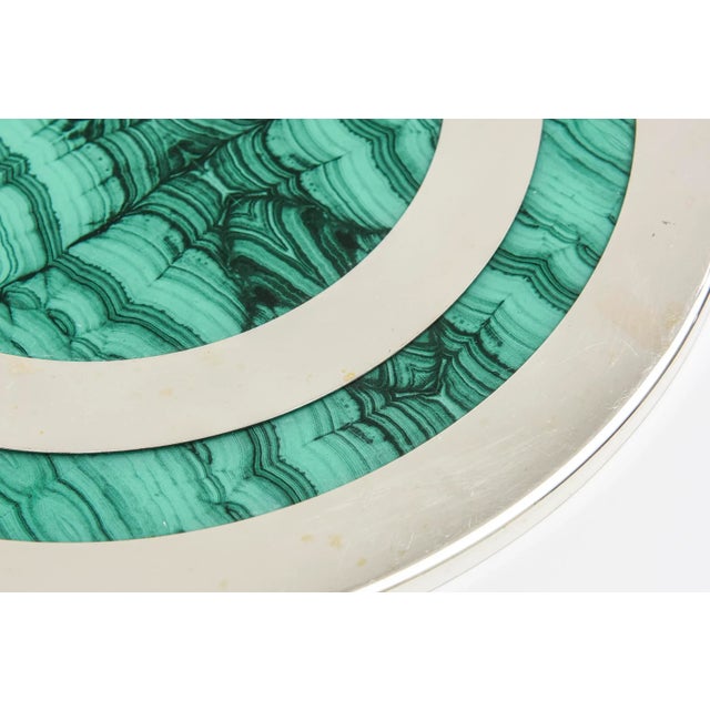 Metal Vintage Malachite and Chrome Flat Tray Barware For Sale - Image 7 of 13