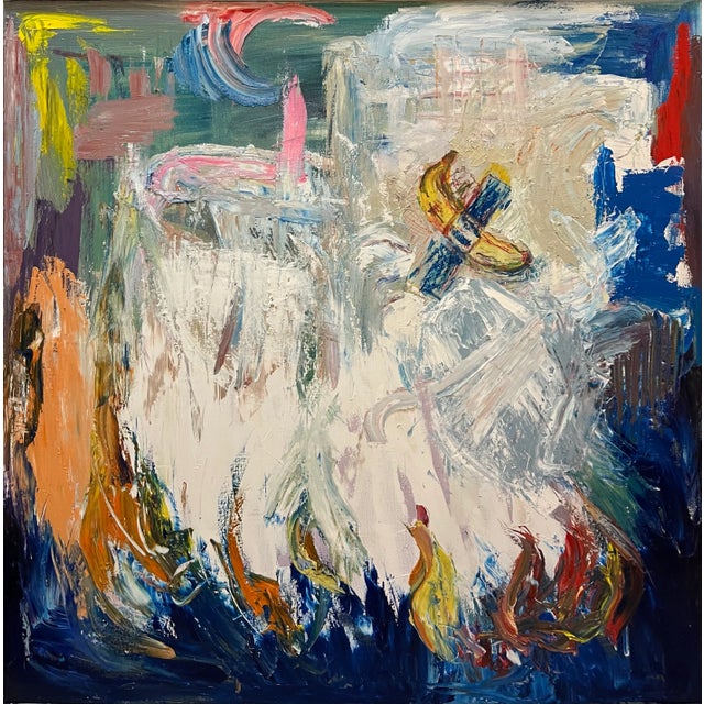 Cornflower Blue "6.2 Million”, Large Original Oil Paintings, by Van Ness For Sale - Image 8 of 9