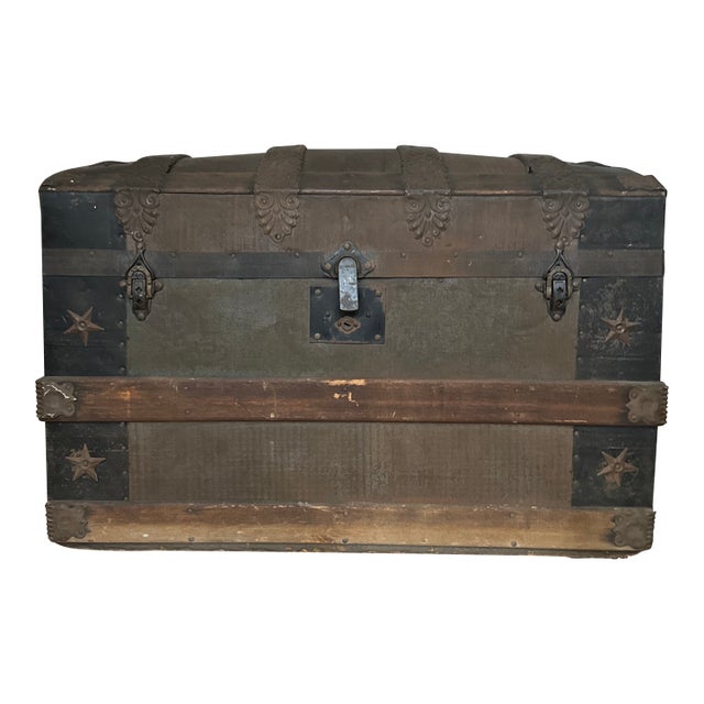 1970s Wooden Trunk With Detailed Interior Compartments For Sale