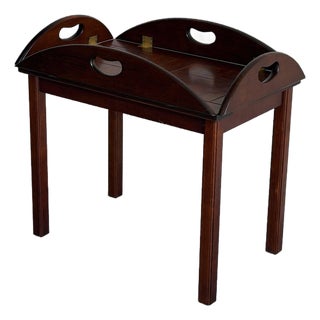 Vintage Scandinavian Mid Century Modern Transforming Wooden Tray Table For Sale