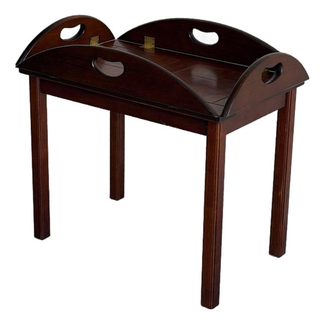 Vintage Scandinavian Mid Century Modern Transforming Wooden Tray Table For Sale
