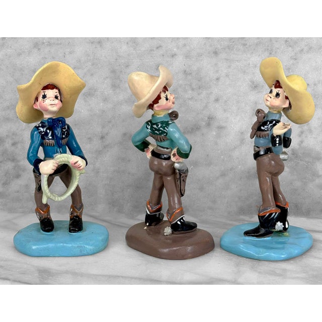 1950s Mid-Century Flamboyant Cowboy Ceramic Figural Sculpture - Set of 3 For Sale - Image 5 of 11