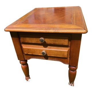 Hammary Side Table With Two Leaves English Country Berkshire Style Cherry & Walnut For Sale