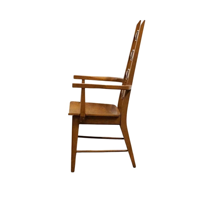 Wood Unique Furniture Solid Oak Southwestern Mediterranean Ladderback Dining Arm Chair 5530 – American Fiesta Finish For Sale - Image 7 of 10