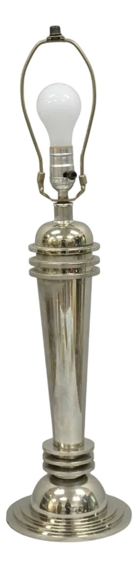 Vintage Frederick Cooper Art Deco Style Chrome "Atomic" Steel Table Lamp