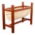 Mid Century Modern Magazine Rack Danish Canvas Sling Teak Vintage Tan Brown For Sale