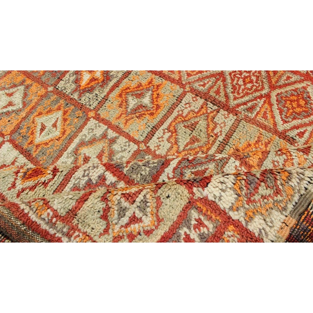 Vintage Moroccan Rug in Autumn Colors, Red, Pumpkin, Orange and Light Green For Sale - Image 10 of 11