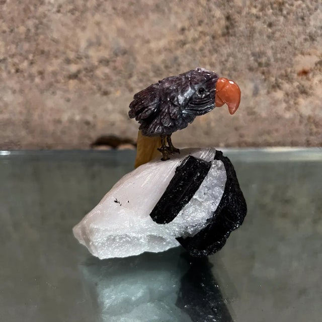 1980s Rock Art Bird Sculpture Colored Quartz Stone For Sale - Image 10 of 13