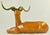 Wood Large Vintage Mid Century Carved Wood Antelope Sculpture With Brass Horns For Sale - Image 7 of 10