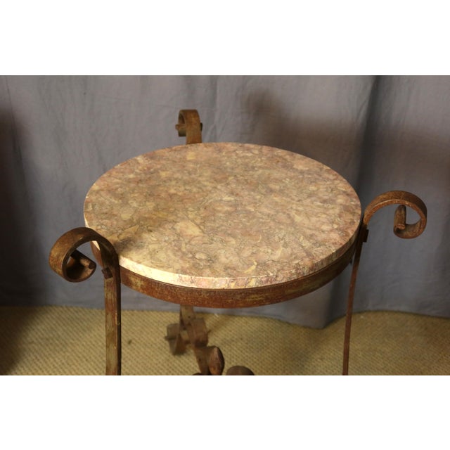 19th Century Iron Pedestal Table with Marble Shelf, 1890s For Sale - Image 5 of 10
