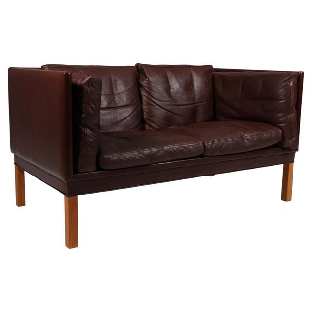 Brown 2-Seater Sofa attributed to Illum Wikkelsoe for Holger Christensen, 1960s For Sale - Image 8 of 8